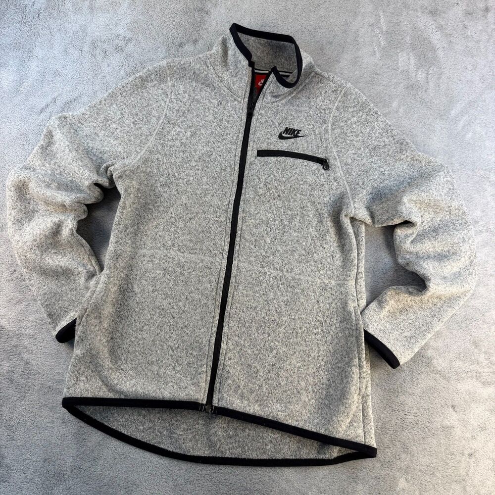 Nike Sportswear Mens Medium Full Zip Sweater Fleece Jacket Gray Black M
